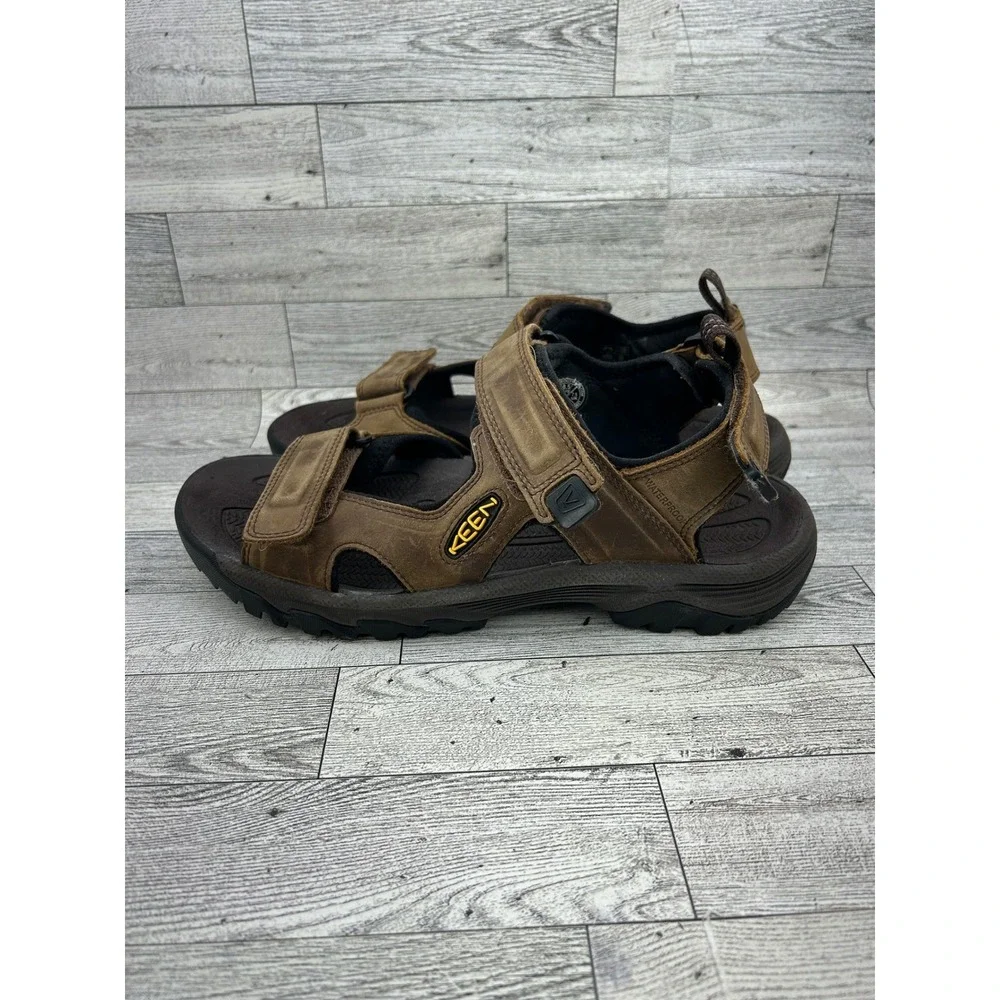 KEEN Targhee III Open Toe Sandals Mens 8.5‎ Brown Waterproof Leather 1022423